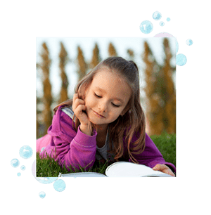 A girl reading a book.