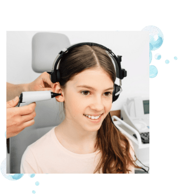 A child getting tested for an auditory processing disorder.