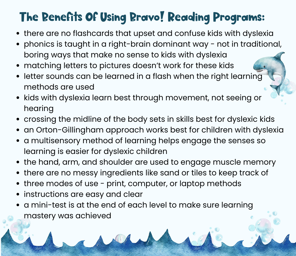 A chart showing the benefits of the Bravo! Bundle, one of Bravo! Reading's dyslexia reading programs.