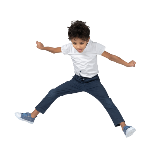 A boy jumping.