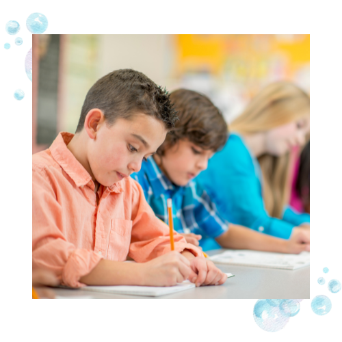 A boy with dyslexia doing school work.