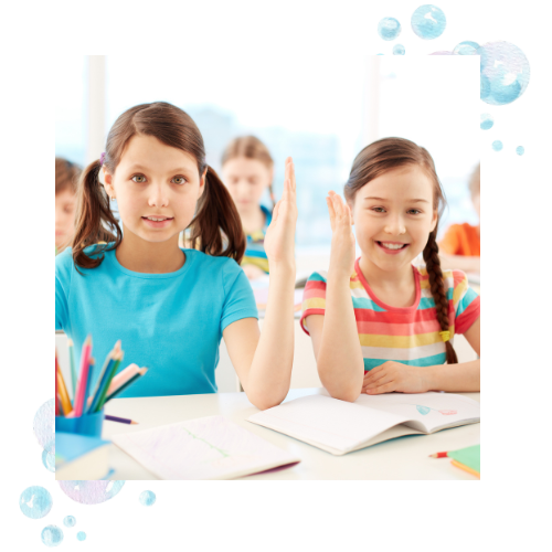 Two girls with dyslexia using movement to learn.